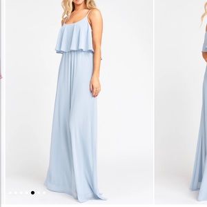 Show Me Your Mumu size medium Caitlin style steel blue chiffon bridesmaid dress